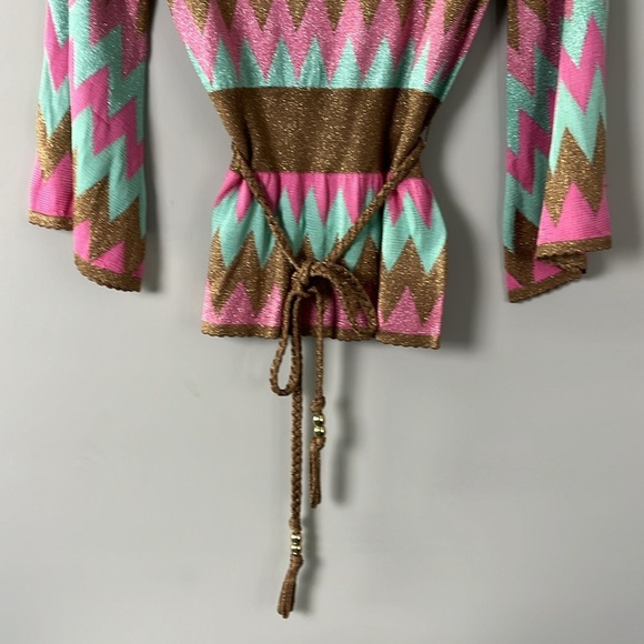 Milly of New York Women's Size Small Sweater Bronze/Gold, Pink and Mint Green - Picture 3 of 8